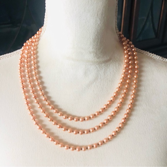 Handcrafted triple strand Czech glass Pearl paisley filigree clasp necklace - Picture 1 of 10